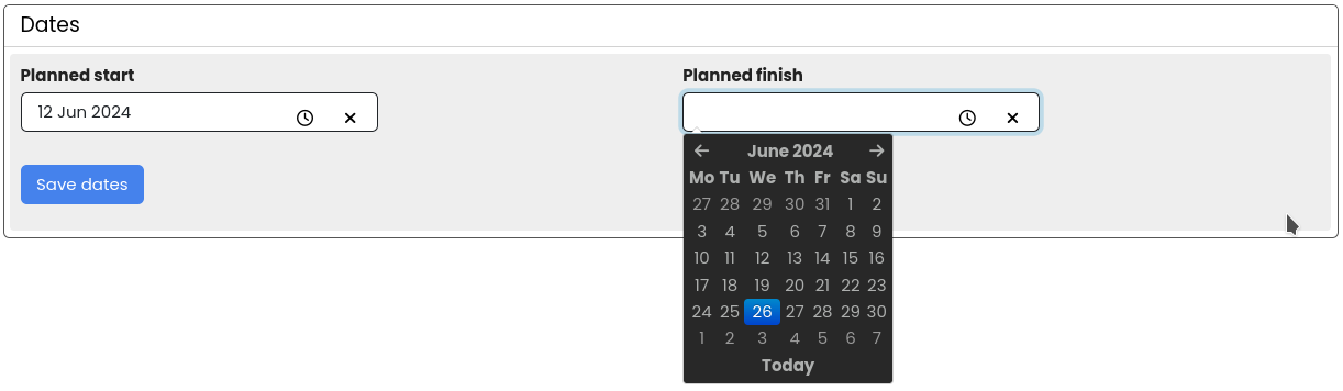 Change task planned dates