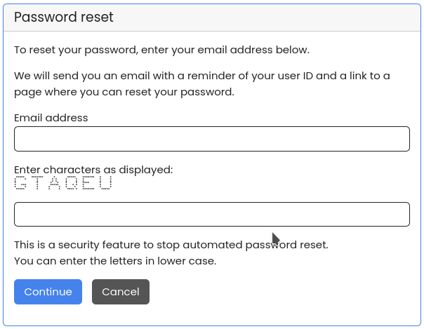 Forgotten password