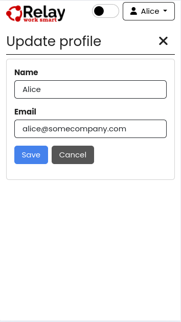Relay mobile view, activity panel