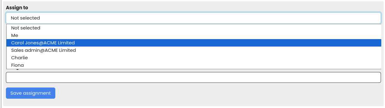Assigning to an internal user