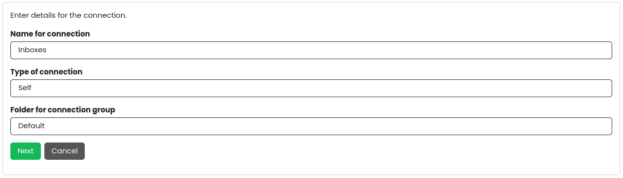 Responding a self connection configuration file