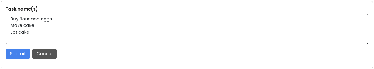 Task wizard, entering multiple names