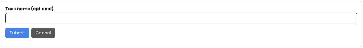 Task wizard, entering a single name