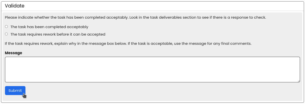 Validate task